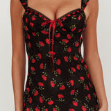 Femme Belle Ribbon Trim Maxi Dress Floral Black