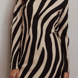 Thriller Long Sleeve Backless Mini Dress Zebra