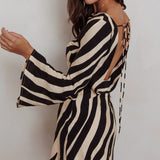 Thriller Long Sleeve Backless Mini Dress Zebra
