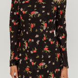 Thriller Long Sleeve Backless Mini Dress Floral Black