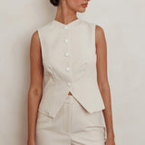 Consideration Sleeveless Vest Top Beige