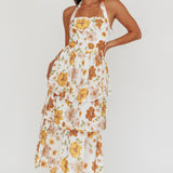 Shaya Tiered Ruffle Maxi Dress Floral Yellow