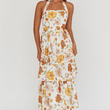 Shaya Tiered Ruffle Maxi Dress Floral Yellow