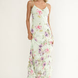 Dreamy Day Ruffle Trim Maxi Dress Mint Floral