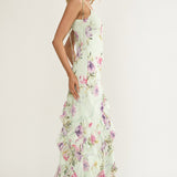 Dreamy Day Ruffle Trim Maxi Dress Mint Floral