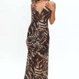 Dreamy Day Bead Back Maxi Dress Print Chocolate
