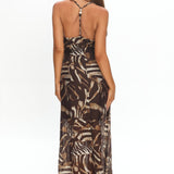 Dreamy Day Bead Back Maxi Dress Print Chocolate