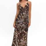 Dreamy Day Bead Back Maxi Dress Print Chocolate