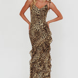 Dreamy Day Ruffle Trim Maxi Dress Leopard