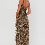 Dreamy Day Ruffle Trim Maxi Dress Leopard