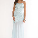 Gilded Dream Chiffon Hem Maxi Dress Sequin Sage