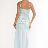 Gilded Dream Chiffon Hem Maxi Dress Sequin Sage