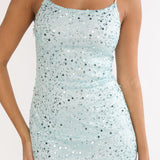 Gilded Dream Chiffon Hem Maxi Dress Sequin Sage