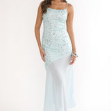 Gilded Dream Chiffon Hem Maxi Dress Sequin Sage