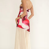 Gilded Dream Chiffon Hem Maxi Dress Print Beige