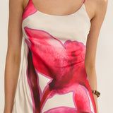 Gilded Dream Chiffon Hem Maxi Dress Print Beige