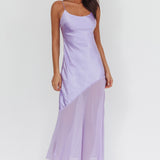 Gilded Dream Chiffon Hem Maxi Dress Lilac