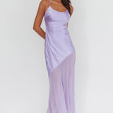 Gilded Dream Chiffon Hem Maxi Dress Lilac