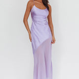 Gilded Dream Chiffon Hem Maxi Dress Lilac