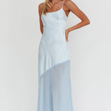 Gilded Dream Chiffon Hem Maxi Dress Baby Blue