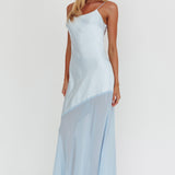 Gilded Dream Chiffon Hem Maxi Dress Baby Blue