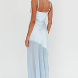 Gilded Dream Chiffon Hem Maxi Dress Baby Blue