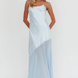 Gilded Dream Chiffon Hem Maxi Dress Baby Blue