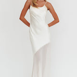 Gilded Dream Chiffon Hem Maxi Dress Oyster