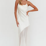 Gilded Dream Chiffon Hem Maxi Dress Oyster
