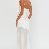 Gilded Dream Chiffon Hem Maxi Dress Oyster