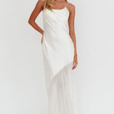 Gilded Dream Chiffon Hem Maxi Dress Oyster