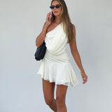 Anaisa One-Shoulder Draped Mini Dress Cream