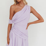 Anaisa One-Shoulder Draped Mini Dress Lilac