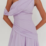 Anaisa One-Shoulder Draped Mini Dress Lilac