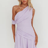 Anaisa One-Shoulder Draped Mini Dress Lilac