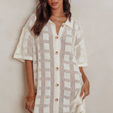 Best Friend Knit Shirt Dress Beige