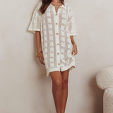 Best Friend Knit Shirt Dress Beige
