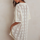Best Friend Knit Shirt Dress Beige
