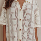 Best Friend Knit Shirt Dress Beige
