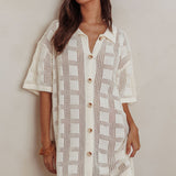 Best Friend Knit Shirt Dress Beige