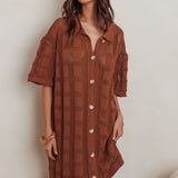 Best Friend Knit Shirt Dress Chocolate