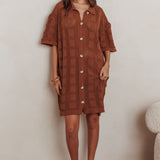 Best Friend Knit Shirt Dress Chocolate