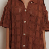 Best Friend Knit Shirt Dress Chocolate