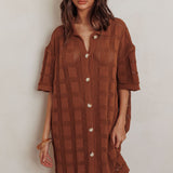 Best Friend Knit Shirt Dress Chocolate