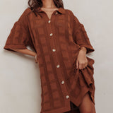 Best Friend Knit Shirt Dress Chocolate