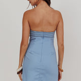 Caffeine Bow Detail Strapless Mini Dress Denim