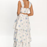 Dixon Tiered Maxi Skirt Floral Beige