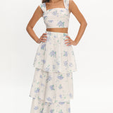 Dixon Tiered Maxi Skirt Floral Beige