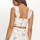 Dixon Pintuck Pleat Crop Top Floral Beige