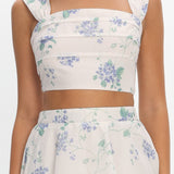 Dixon Pintuck Pleat Crop Top Floral Beige
